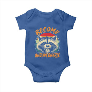 Anarchism Baby Onesie Become Ungovernable Angry Raccoon TS09 Royal Blue Print Your Wear