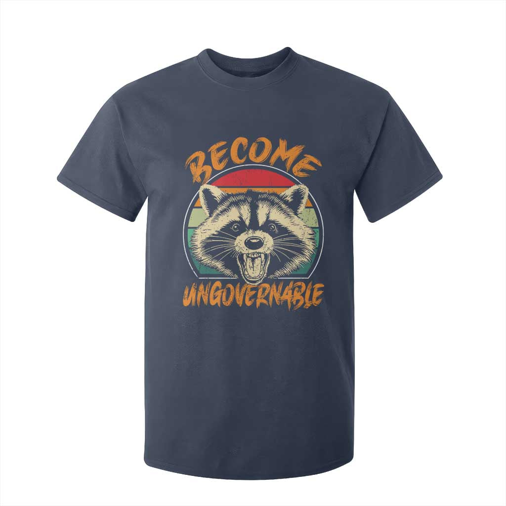 Anarchism T Shirt For Kid Become Ungovernable Angry Raccoon TS09 Navy Print Your Wear