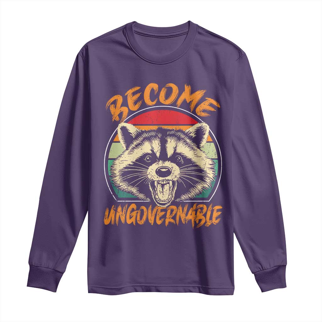 Anarchism Long Sleeve Shirt Become Ungovernable Angry Raccoon TS09 Purple Print Your Wear
