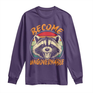 Anarchism Long Sleeve Shirt Become Ungovernable Angry Raccoon TS09 Purple Print Your Wear