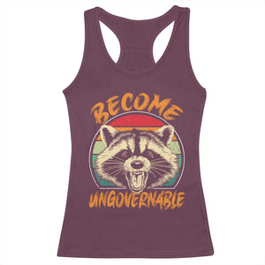 Anarchism Racerback Tank Top Become Ungovernable Angry Raccoon TS09 Maroon Print Your Wear