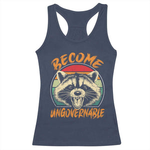 Anarchism Racerback Tank Top Become Ungovernable Angry Raccoon TS09 Navy Print Your Wear