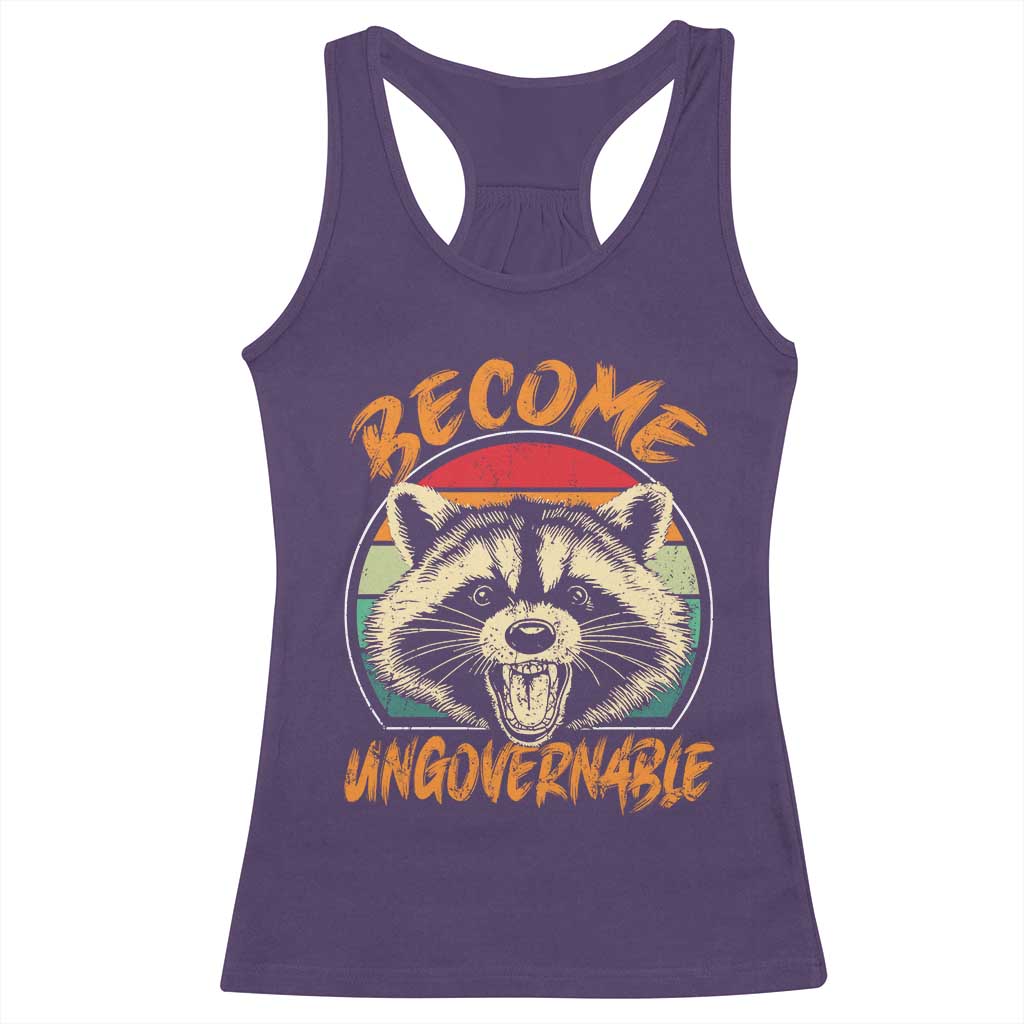 Anarchism Racerback Tank Top Become Ungovernable Angry Raccoon TS09 Purple Print Your Wear