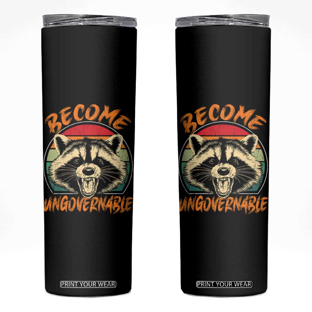 Anarchism Skinny Tumbler Become Ungovernable Angry Raccoon TS09 Black Print Your Wear
