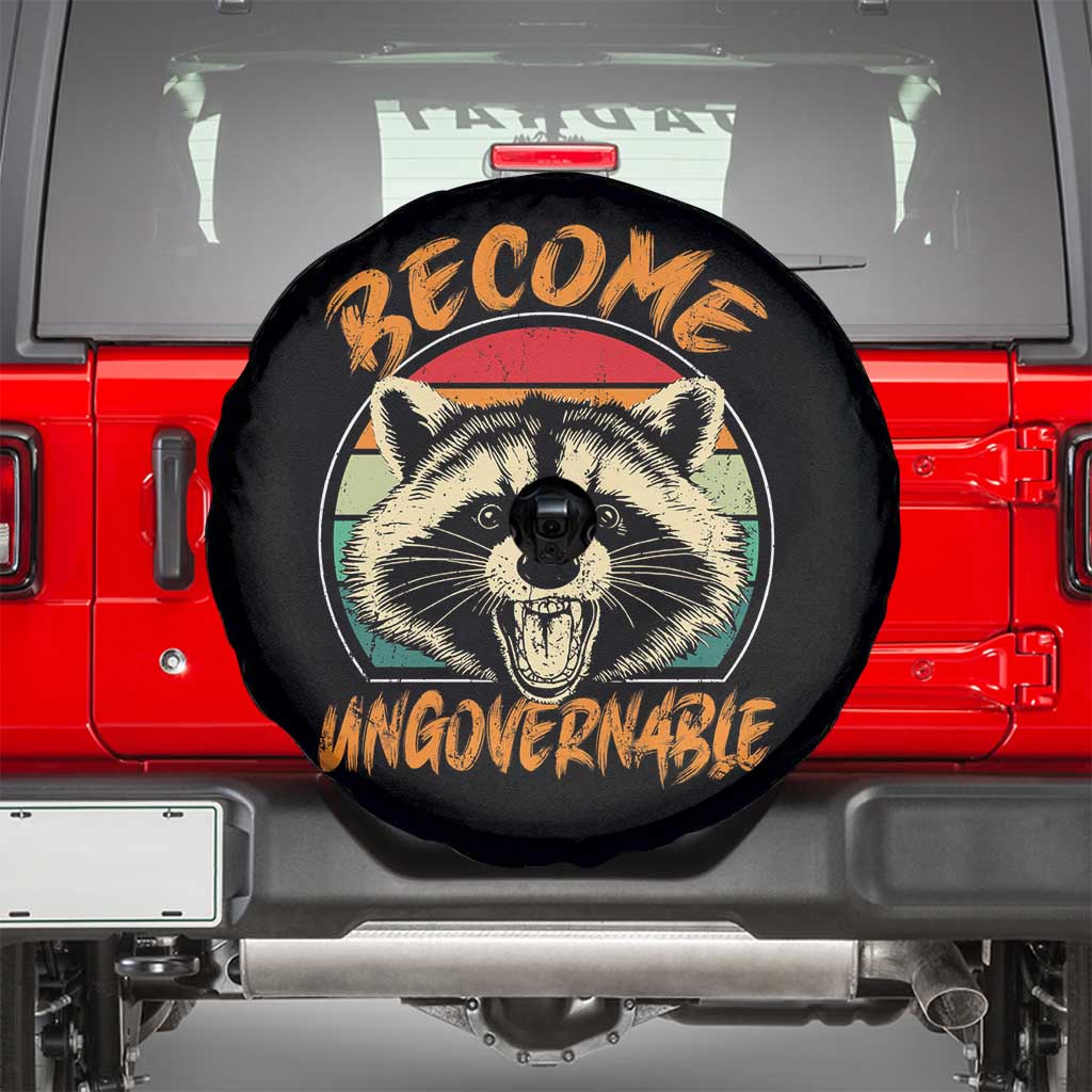 Anarchism Spare Tire Cover Become Ungovernable Angry Raccoon TS09 Black Print Your Wear