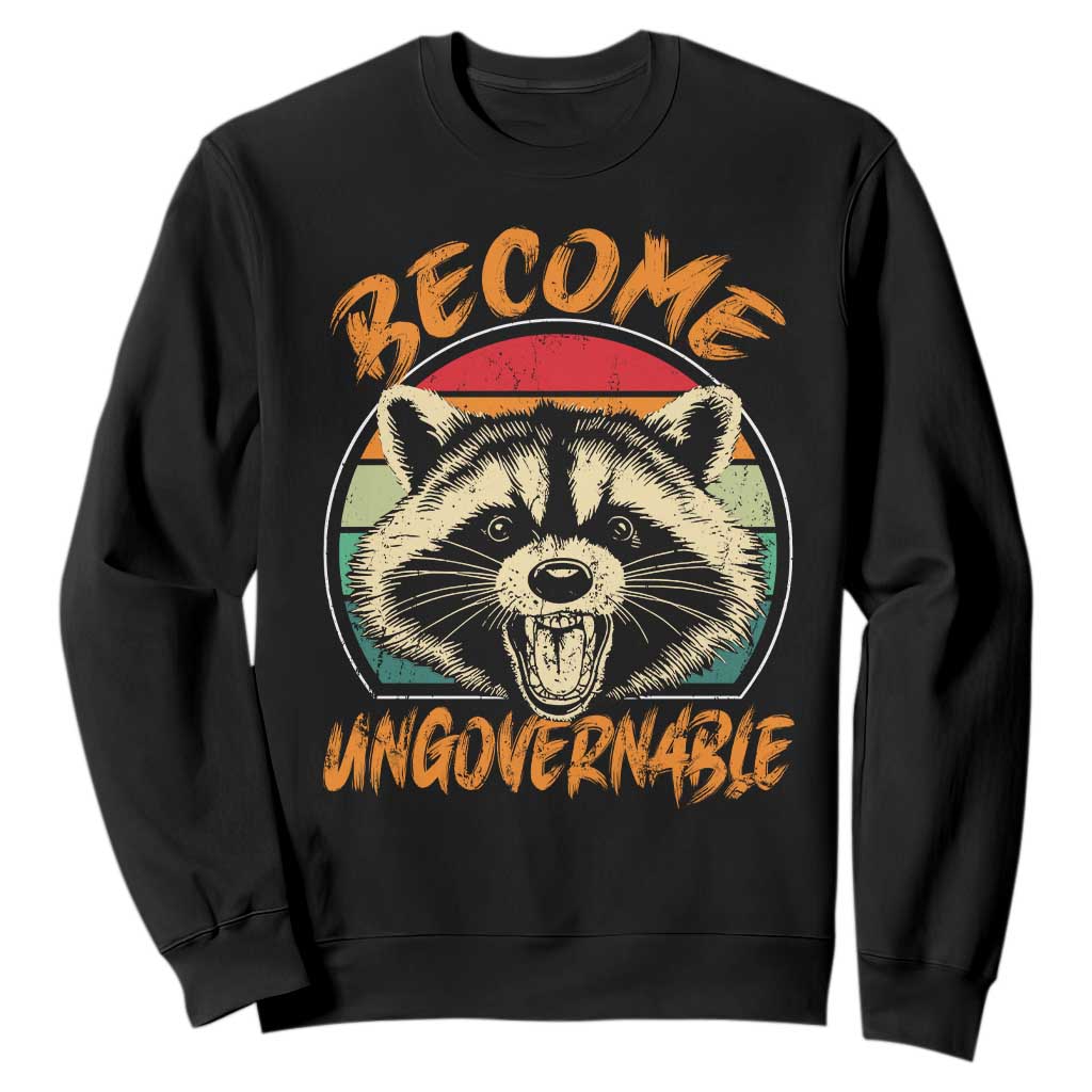 Anarchism Sweatshirt Become Ungovernable Angry Raccoon TS09 Black Print Your Wear