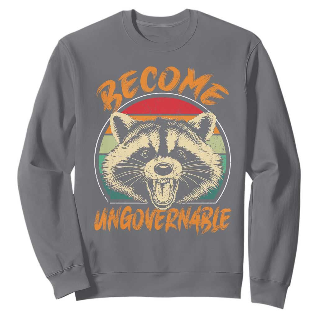 Anarchism Sweatshirt Become Ungovernable Angry Raccoon TS09 Charcoal Print Your Wear