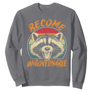 Anarchism Sweatshirt Become Ungovernable Angry Raccoon TS09 Charcoal Print Your Wear
