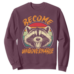 Anarchism Sweatshirt Become Ungovernable Angry Raccoon TS09 Maroon Print Your Wear