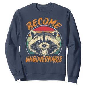 Anarchism Sweatshirt Become Ungovernable Angry Raccoon TS09 Navy Print Your Wear