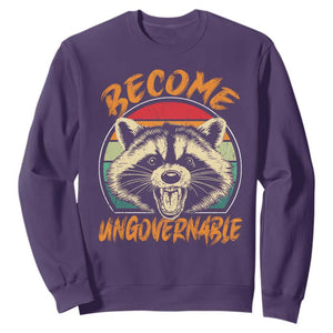 Anarchism Sweatshirt Become Ungovernable Angry Raccoon TS09 Purple Print Your Wear