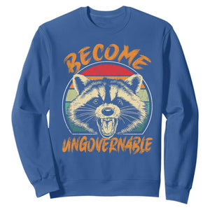 Anarchism Sweatshirt Become Ungovernable Angry Raccoon TS09 Royal Blue Print Your Wear