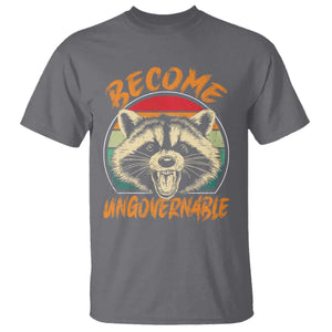Anarchism T Shirt Become Ungovernable Angry Raccoon TS09 Charcoal Print Your Wear