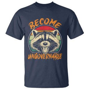 Anarchism T Shirt Become Ungovernable Angry Raccoon TS09 Navy Print Your Wear
