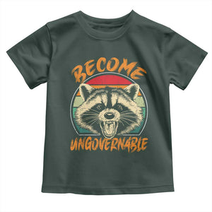 Anarchism Toddler T Shirt Become Ungovernable Angry Raccoon TS09 Dark Forest Green Print Your Wear