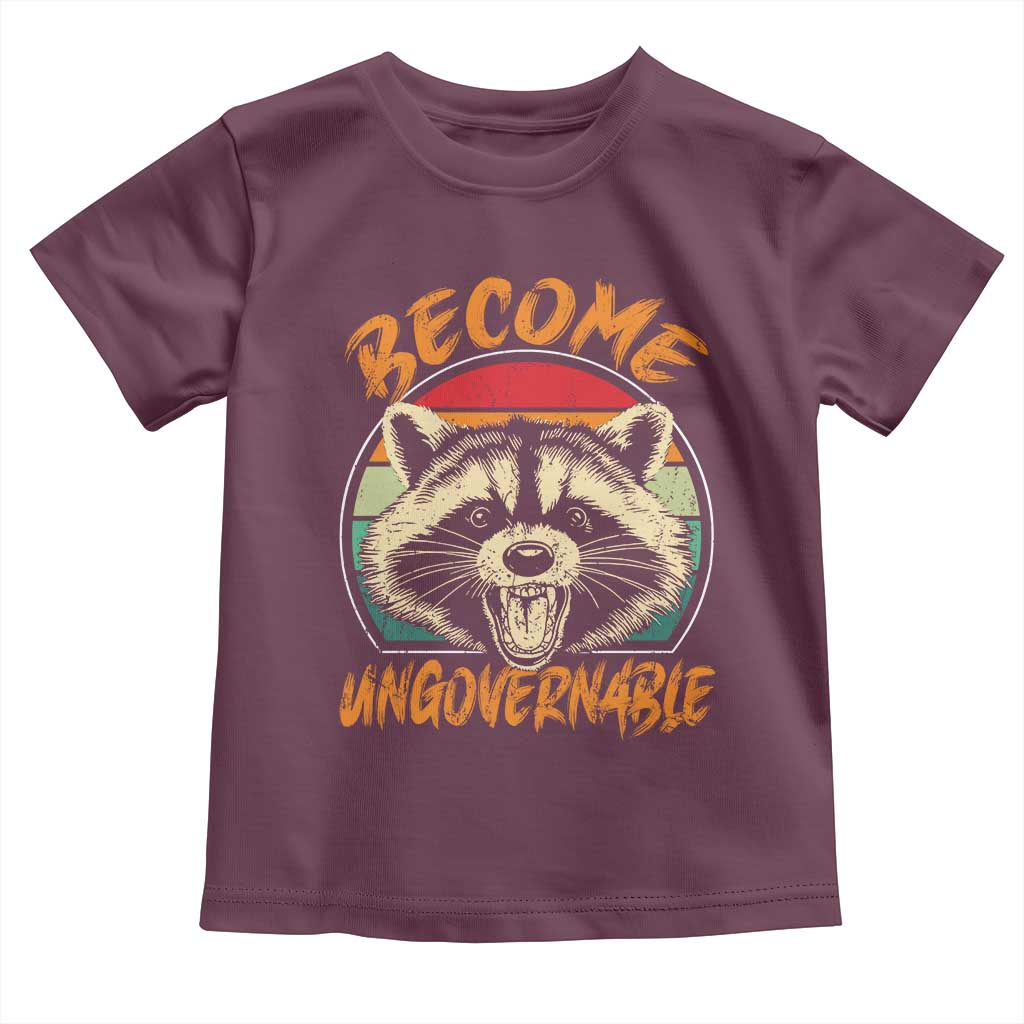 Anarchism Toddler T Shirt Become Ungovernable Angry Raccoon TS09 Maroon Print Your Wear