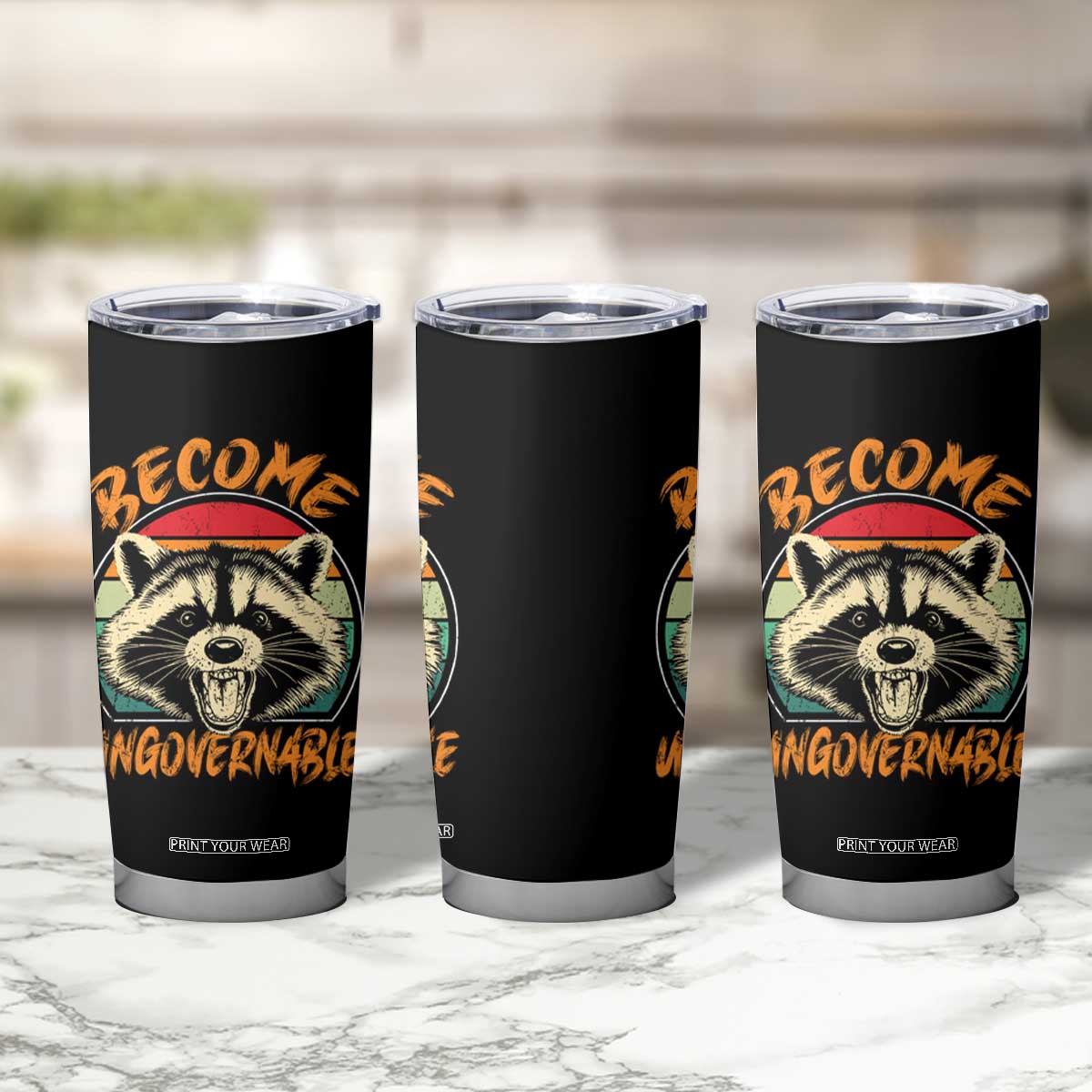 Anarchism Tumbler Cup Become Ungovernable Angry Raccoon TS09 Print Your Wear
