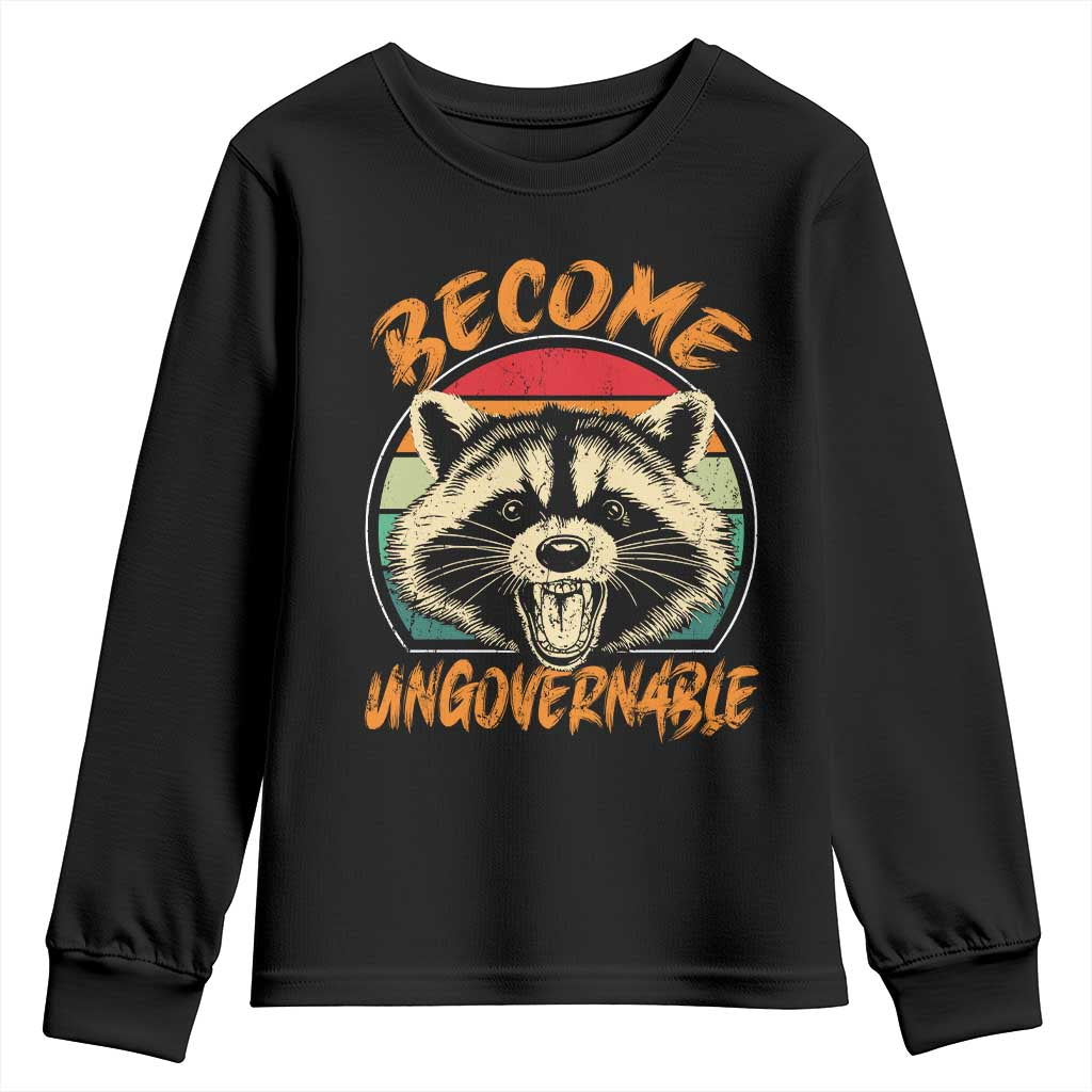 Anarchism Youth Sweatshirt Become Ungovernable Angry Raccoon TS09 Black Print Your Wear