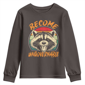Anarchism Youth Sweatshirt Become Ungovernable Angry Raccoon TS09 Dark Chocolate Print Your Wear
