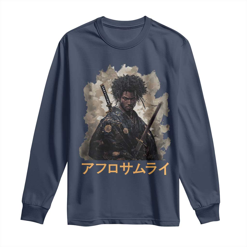 Afro Samurai Long Sleeve Shirt Black Pride Japanese Arts TS09 Navy Print Your Wear