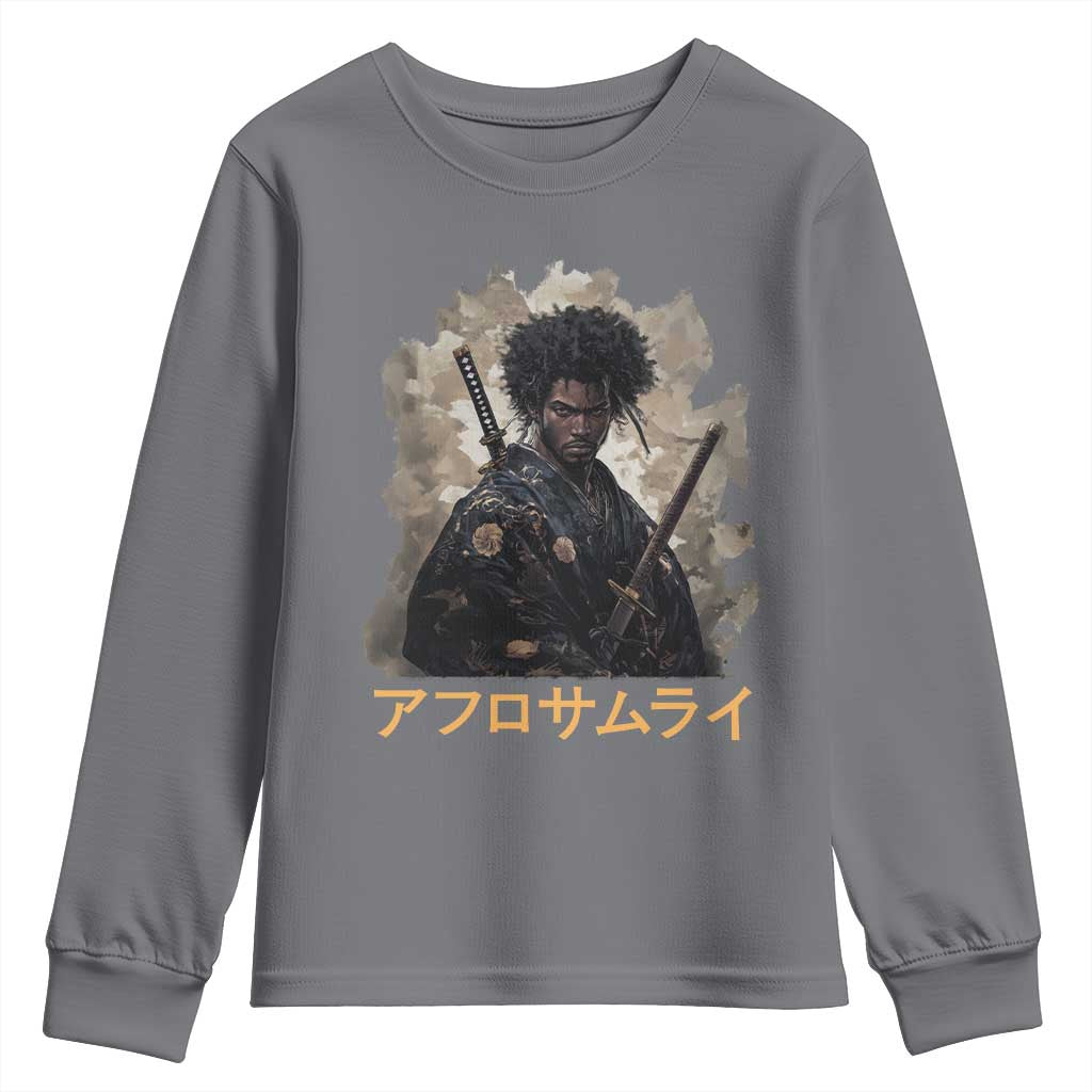 Afro Samurai Youth Sweatshirt Black Pride Japanese Arts TS09 Charcoal Print Your Wear