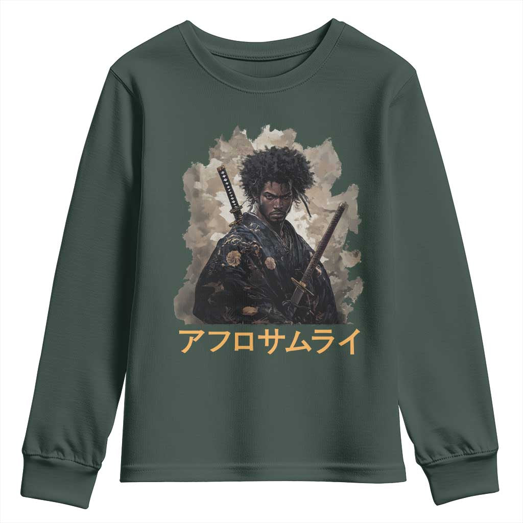 Afro Samurai Youth Sweatshirt Black Pride Japanese Arts TS09 Dark Forest Green Print Your Wear