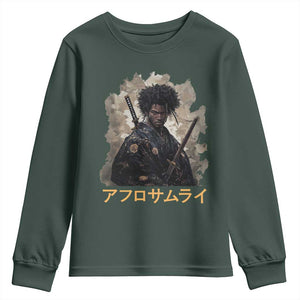Afro Samurai Youth Sweatshirt Black Pride Japanese Arts TS09 Dark Forest Green Print Your Wear