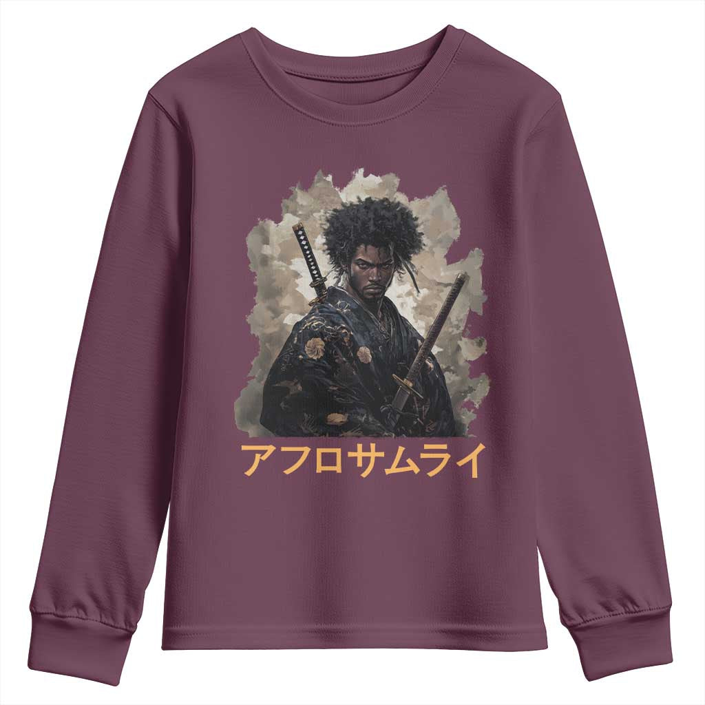 Afro Samurai Youth Sweatshirt Black Pride Japanese Arts TS09 Maroon Print Your Wear
