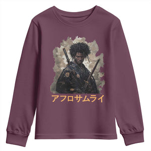 Afro Samurai Youth Sweatshirt Black Pride Japanese Arts TS09 Maroon Print Your Wear