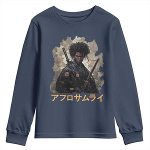 Afro Samurai Youth Sweatshirt Black Pride Japanese Arts TS09 Navy Print Your Wear
