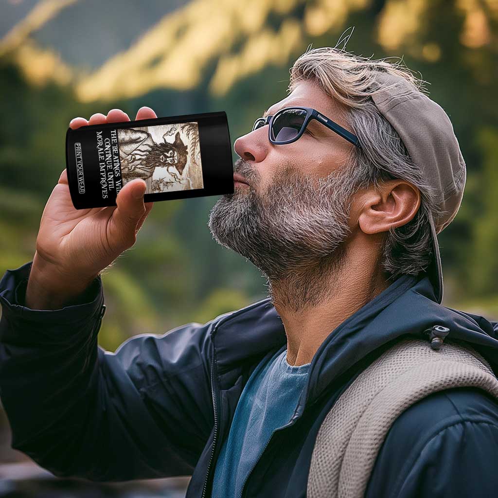 Funny Blackbeard Sarcastic Joke 4 in 1 Can Cooler Tumbler The Beatings Will Continue until Morale Improves TS09 Print Your Wear