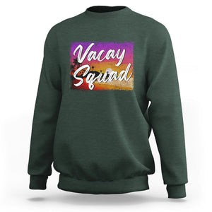Summer Vacation Sweatshirt Vacay Squad Funny Beach TS09 Dark Forest Green Print Your Wear