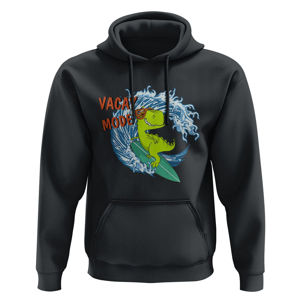 Summer Vacation Hoodie Vacay Mode Cute Dinosaur Surfing TS09 Black Print Your Wear