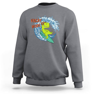 Summer Vacation Sweatshirt Vacay Mode Cute Dinosaur Surfing TS09 Charcoal Print Your Wear