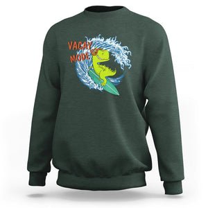 Summer Vacation Sweatshirt Vacay Mode Cute Dinosaur Surfing TS09 Dark Forest Green Print Your Wear