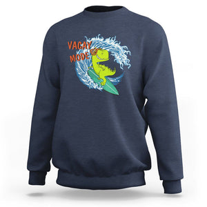 Summer Vacation Sweatshirt Vacay Mode Cute Dinosaur Surfing TS09 Navy Print Your Wear
