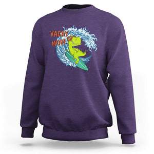 Summer Vacation Sweatshirt Vacay Mode Cute Dinosaur Surfing TS09 Purple Print Your Wear