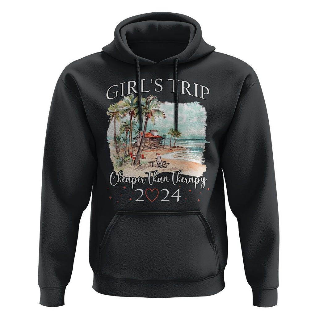 Summer Vacation Hoodie Girl's Trip Cheaper Than Therapy TS09 Black Print Your Wear