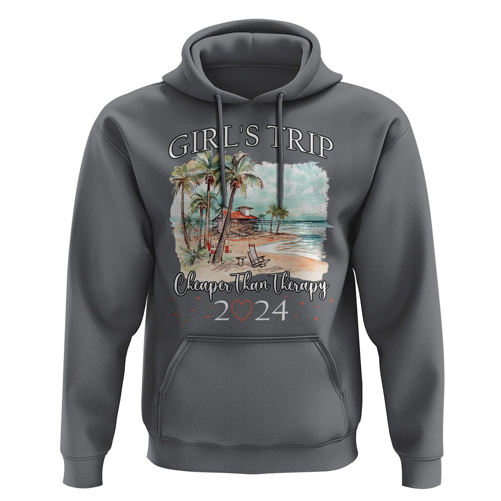 Summer Vacation Hoodie Girl's Trip Cheaper Than Therapy TS09 Charcoal Print Your Wear