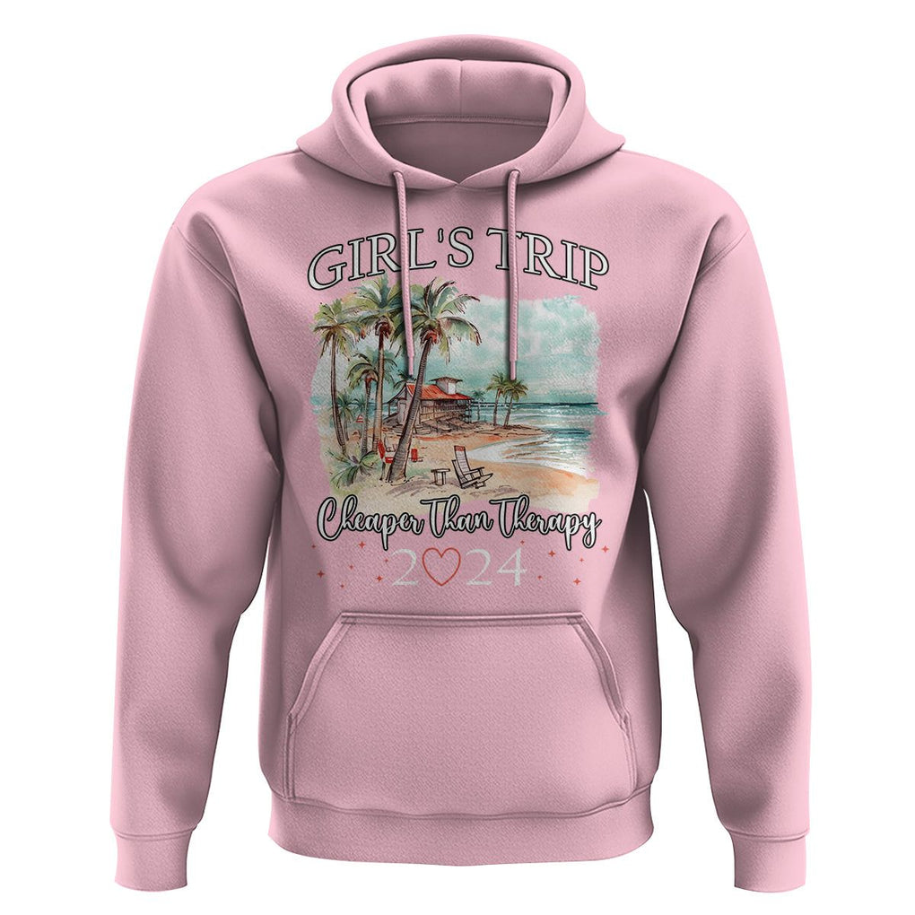 Summer Vacation Hoodie Girl's Trip Cheaper Than Therapy TS09 Light Pink Print Your Wear