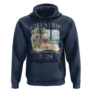 Summer Vacation Hoodie Girl's Trip Cheaper Than Therapy TS09 Navy Print Your Wear