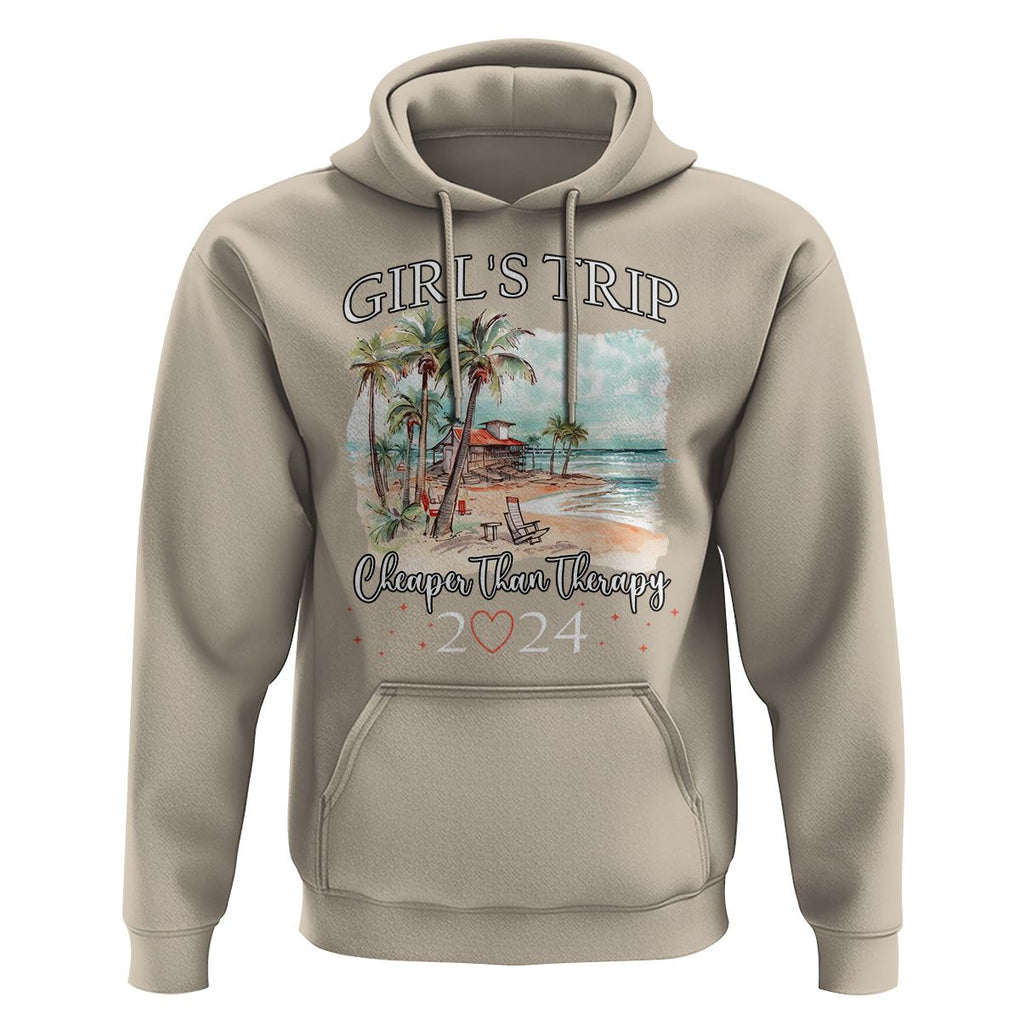Summer Vacation Hoodie Girl's Trip Cheaper Than Therapy TS09 Sand Print Your Wear