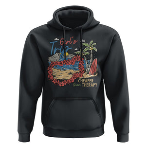 Summer Vacation Hoodie Girl's Trip Cheaper Than Therapy Beach TS09 Black Print Your Wear