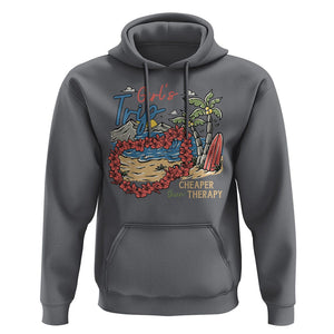 Summer Vacation Hoodie Girl's Trip Cheaper Than Therapy Beach TS09 Charcoal Print Your Wear