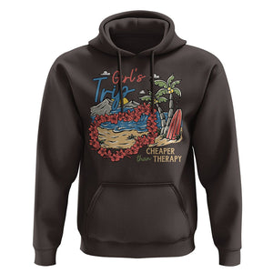Summer Vacation Hoodie Girl's Trip Cheaper Than Therapy Beach TS09 Dark Chocolate Print Your Wear