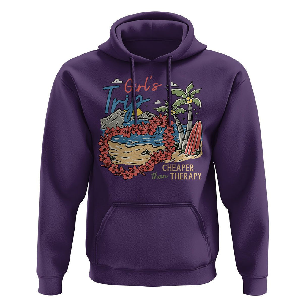Summer Vacation Hoodie Girl's Trip Cheaper Than Therapy Beach TS09 Purple Print Your Wear