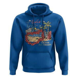 Summer Vacation Hoodie Girl's Trip Cheaper Than Therapy Beach TS09 Royal Blue Print Your Wear
