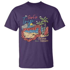 Summer Vacation T Shirt Girl's Trip Cheaper Than Therapy Beach TS09 Purple Print Your Wear