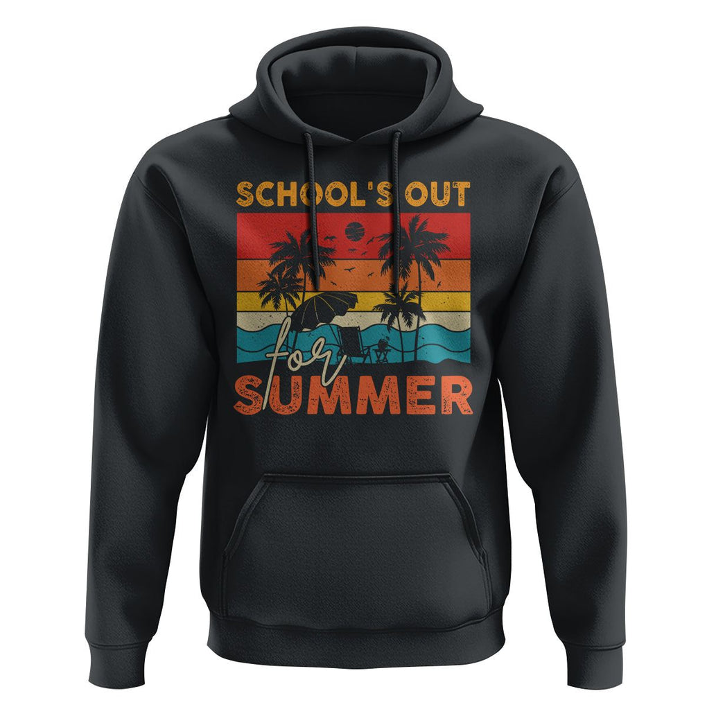 School's Out For Summer Retro Beach Teacher Student Hoodie TS09 Black Print Your Wear