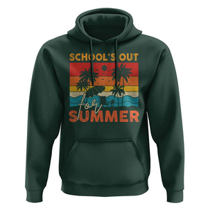 School's Out For Summer Retro Beach Teacher Student Hoodie TS09 Dark Forest Green Print Your Wear
